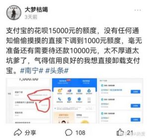 花呗额度骤降至1000？原因及解决办法